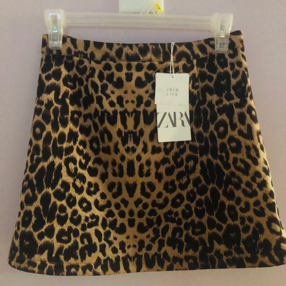 Faux suede leopard skirt